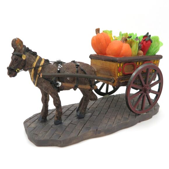 Vintage Lemax Donkey with Produce Cart Village Figurine Harvest Market Scene - Picture 3 of 12